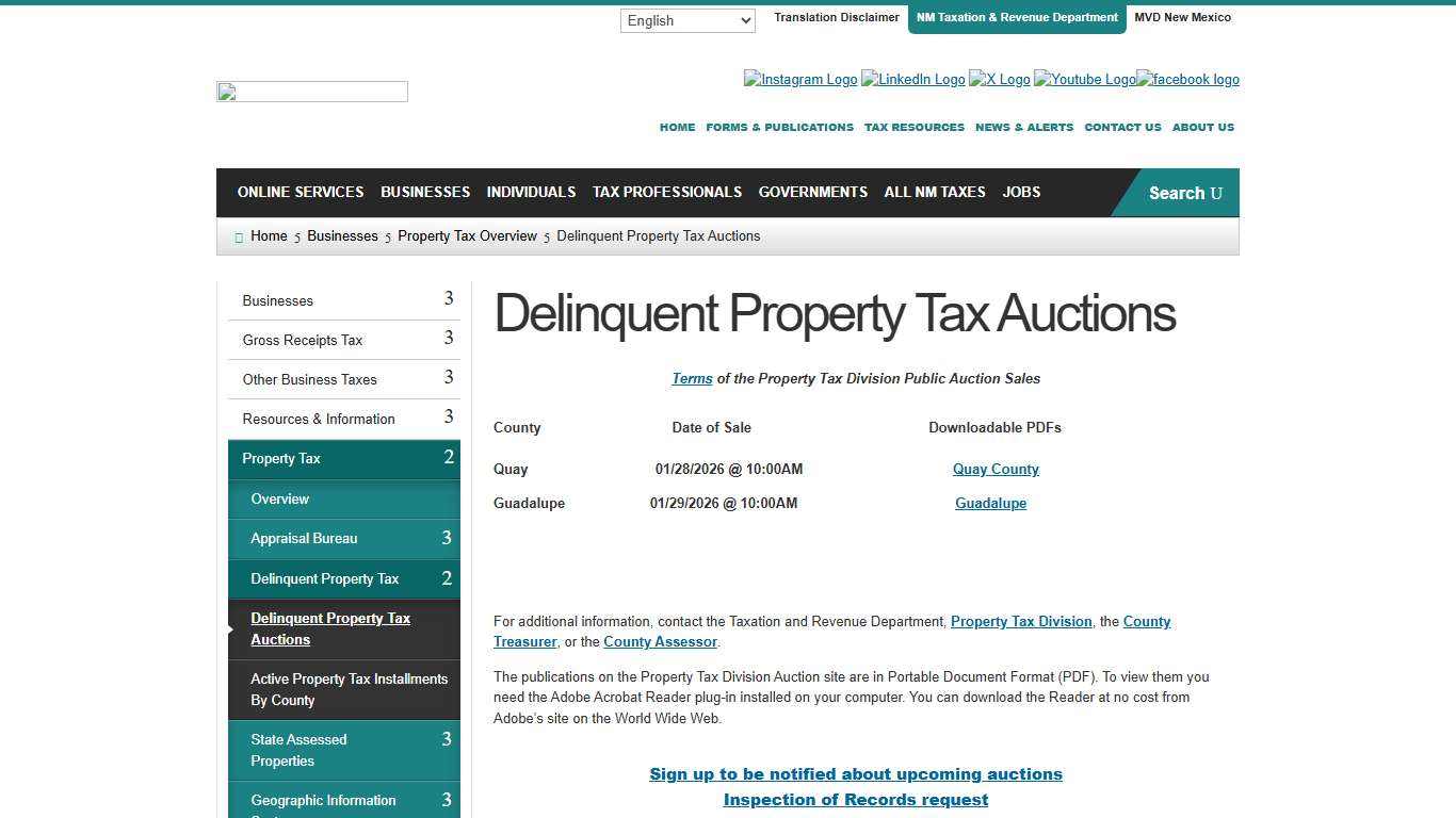 Delinquent Property Tax Auctions : Businesses