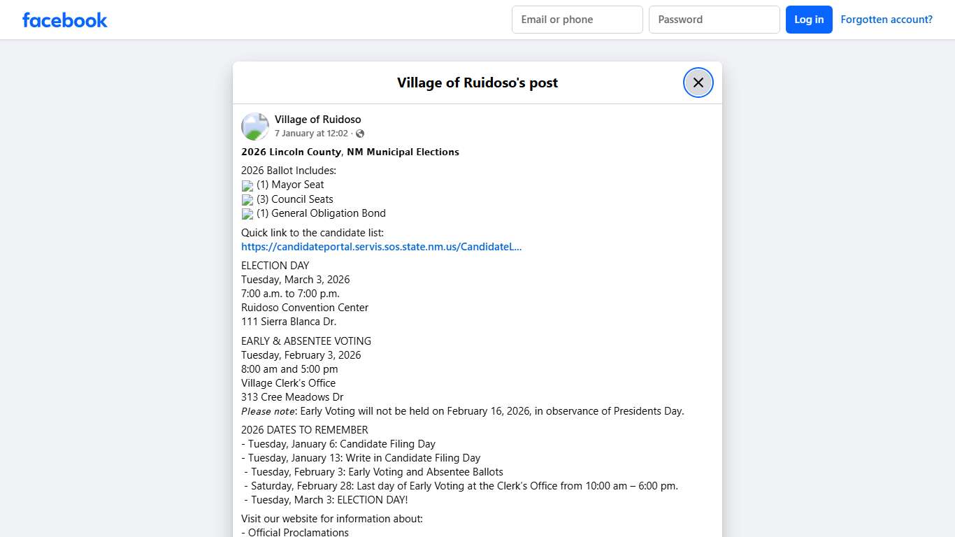 𝟮𝟬𝟮𝟲 𝗟𝗶𝗻𝗰𝗼𝗹𝗻 𝗖𝗼𝘂𝗻𝘁𝘆, 𝗡𝗠 𝗠𝘂𝗻𝗶𝗰𝗶𝗽𝗮𝗹... - Village of Ruidoso Facebook
